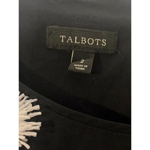 Talbots Black White Floral Flower Applique Fit and Flare Dress Sleeveles… - Picture 8 of 9